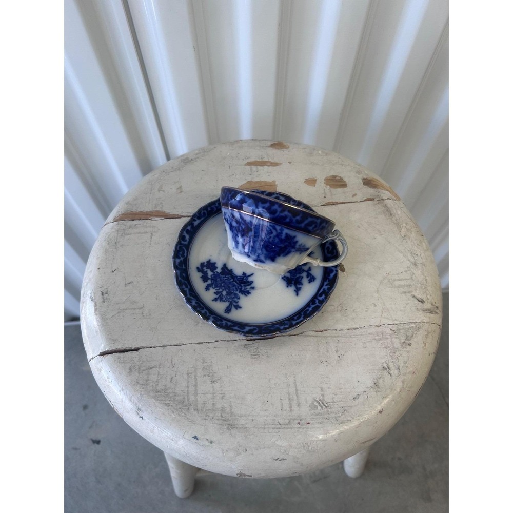 Stanley Touraine Flow Blue Cup and Saucer Set (312AB)